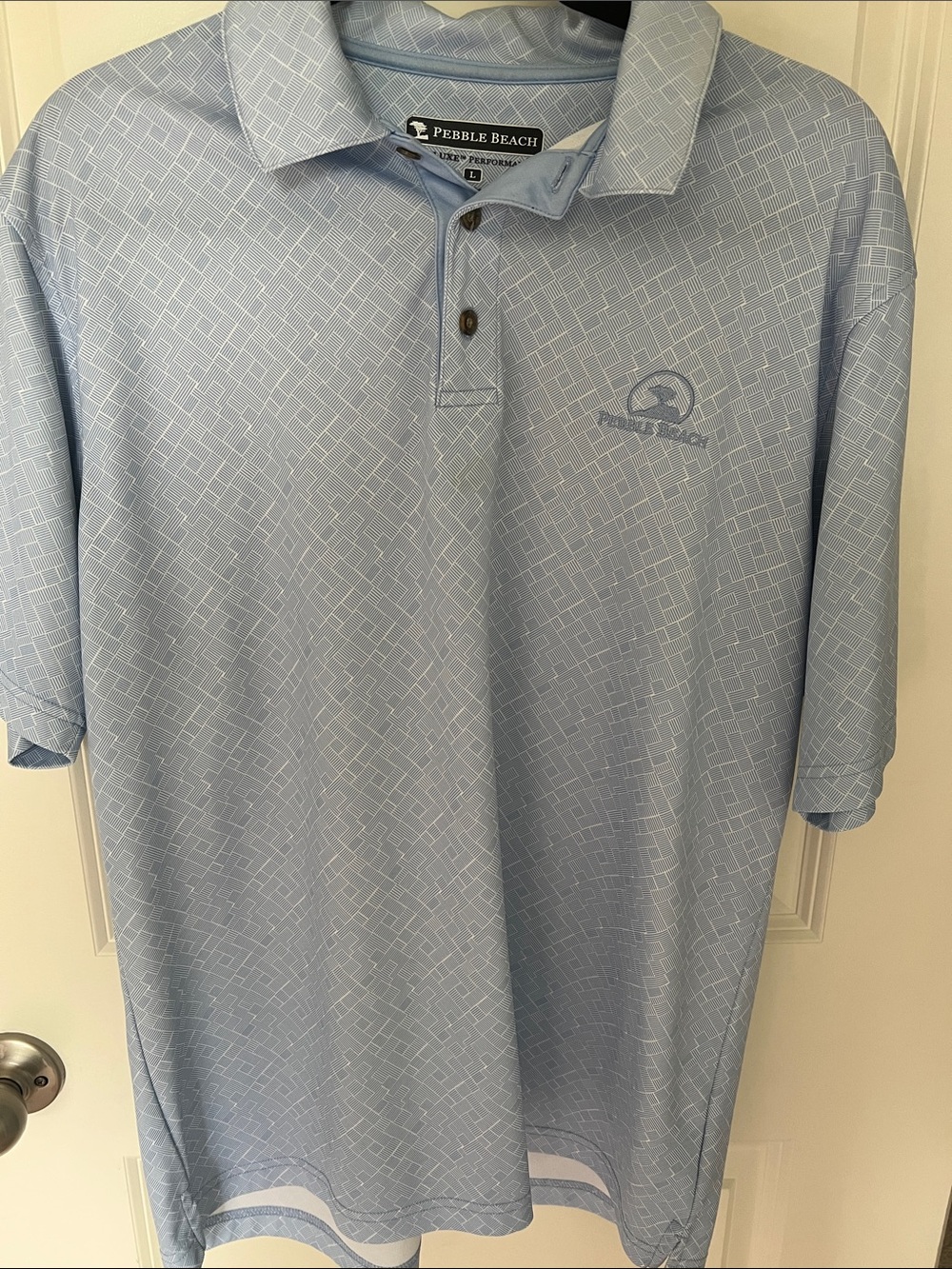 Pebble Beach Men’s Sky Blue Geometric Polo